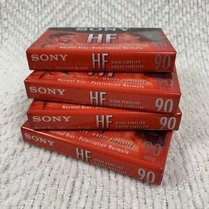 Lot of‎ 4 New Sony Cassette Audio Tapes C-90HFL Blank Unused Sealed 90 Minutes
